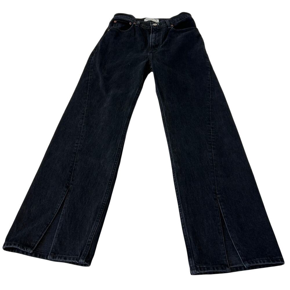Abercrombie & Fitch Women's The 90"s Relaxed High Rise Jeans Sz 26/2S Black Y2K